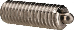 Vlier - M8 x 1.25, 0.866" Thread Length, 0.118" Plunger Projection, Stainless Steel Threaded Spring Plunger - 0.138" Max Plunger Diam, 0.866" Plunger Length, 5.62 Lb Init End Force, 15.74 Lb Final End Force - Americas Industrial Supply