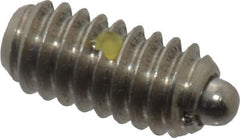 Vlier - 1/4-20, 17/32" Thread Length, 0.078" Plunger Projection, Stainless Steel Threaded Spring Plunger - 0.119" Max Plunger Diam, 0.531" Plunger Length, 1 Lb Init End Force, 3.5 Lb Final End Force - Americas Industrial Supply