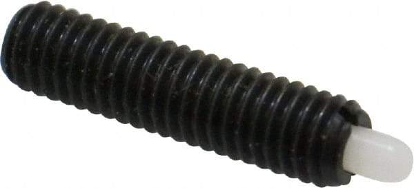 Vlier - 10-32, 3/4" Thread Length, 1/8" Plunger Projection, Steel Threaded Spring Plunger - 0.09 - 0.092" Max Plunger Diam, 3/4" Plunger Length, 1.3 Lb Init End Force, 2.7 Lb Final End Force - Americas Industrial Supply