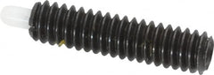 Vlier - 1/4-20, 1" Thread Length, 3/16" Plunger Projection, Steel Threaded Spring Plunger - 0.116 - 0.118" Max Plunger Diam, 1" Plunger Length, 1 Lb Init End Force, 4 Lb Final End Force - Americas Industrial Supply