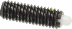 Vlier - 3/8-16, 1-1/8" Thread Length, 3/16" Plunger Projection, Steel Threaded Spring Plunger - 0.185 - 3/16" Max Plunger Diam, 1-1/8" Plunger Length, 2.8 Lb Init End Force, 7.2 Lb Final End Force - Americas Industrial Supply