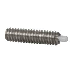 Vlier - 8-32, 5/8" Thread Length, 3/32" Plunger Projection, Stainless Steel Threaded Spring Plunger - 0.068 - 0.07" Max Plunger Diam, 5/8" Plunger Length, 2.7 Lb Init End Force, 7.3 Lb Final End Force - Americas Industrial Supply