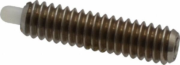 Vlier - 8-32, 5/8" Thread Length, 3/32" Plunger Projection, Stainless Steel Threaded Spring Plunger - 0.068 - 0.07" Max Plunger Diam, 5/8" Plunger Length, 2.7 Lb Init End Force, 7.3 Lb Final End Force - Americas Industrial Supply