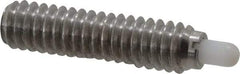 Vlier - 1/4-20, 1" Thread Length, 3/16" Plunger Projection, Stainless Steel Threaded Spring Plunger - 0.116 - 0.118" Max Plunger Diam, 1" Plunger Length, 1 Lb Init End Force, 4 Lb Final End Force - Americas Industrial Supply