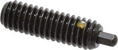 Vlier - 5/16-18, 1" Thread Length, 3/16" Plunger Projection, Steel Threaded Spring Plunger - 1/8 (Hex)" Max Plunger Diam, 1" Plunger Length, 1.5 Lb Init End Force, 4.5 Lb Final End Force, 1/8" Hex - Americas Industrial Supply