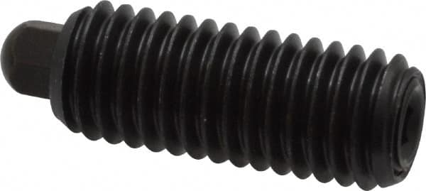 Vlier - 1/2-13, 1-1/4" Thread Length, 1/4" Plunger Projection, Steel Threaded Spring Plunger - 1/4 (Hex)" Max Plunger Diam, 1-1/4" Plunger Length, 6.6 Lb Init End Force, 17.4 Lb Final End Force, 1/4" Hex - Americas Industrial Supply