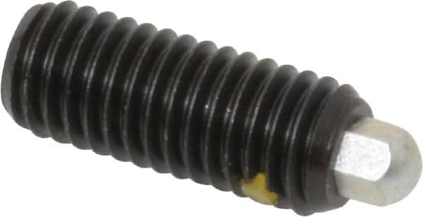 Vlier - 1/2-13, 1-1/4" Thread Length, 1/4" Plunger Projection, Steel Threaded Spring Plunger - 1/4 (Hex)" Max Plunger Diam, 1-1/4" Plunger Length, 2.7 Lb Init End Force, 9.3 Lb Final End Force, 1/4" Hex - Americas Industrial Supply