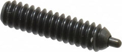 Vlier - 6-32, 17/32" Thread Length, 1/16" Plunger Projection, Steel Threaded Spring Plunger - 0.044 - 0.045" Max Plunger Diam, 17/32" Plunger Length, 1 Lb Init End Force, 1.6 Lb Final End Force, 0.063" Hex - Americas Industrial Supply