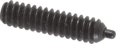 Vlier - 6-32, 17/32" Thread Length, 1/16" Plunger Projection, Steel Threaded Spring Plunger - 0.044 - 0.045" Max Plunger Diam, 17/32" Plunger Length, 0.5 Lb Init End Force, 1.5 Lb Final End Force, 0.063" Hex - Americas Industrial Supply