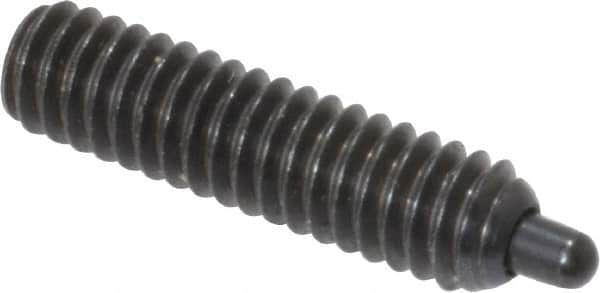 Vlier - 8-32, 5/8" Thread Length, 3/32" Plunger Projection, Steel Threaded Spring Plunger - 0.069 - 0.07" Max Plunger Diam, 5/8" Plunger Length, 2.7 Lb Init End Force, 7.3 Lb Final End Force, 0.063" Hex - Americas Industrial Supply