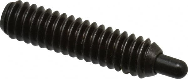 Vlier - 1/4-20, 1" Thread Length, 3/16" Plunger Projection, Steel Threaded Spring Plunger - 0.117 - 0.118" Max Plunger Diam, 1" Plunger Length, 3 Lb Init End Force, 13 Lb Final End Force, 0.079" Hex - Americas Industrial Supply