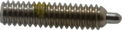 Vlier - 8-32, 5/8" Thread Length, 3/32" Plunger Projection, Stainless Steel Threaded Spring Plunger - 0.069 - 0.07" Max Plunger Diam, 5/8" Plunger Length, 2.7 Lb Init End Force, 7.3 Lb Final End Force, 0.063" Hex - Americas Industrial Supply