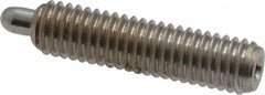 Vlier - 10-32, 3/4" Thread Length, 1/8" Plunger Projection, Stainless Steel Threaded Spring Plunger - 0.091 - 0.092" Max Plunger Diam, 3/4" Plunger Length, 1.3 Lb Init End Force, 2.7 Lb Final End Force, 0.063" Hex - Americas Industrial Supply