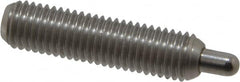 Vlier - 1/4-28, 1" Thread Length, 3/16" Plunger Projection, Stainless Steel Threaded Spring Plunger - 0.117 - 0.118" Max Plunger Diam, 1" Plunger Length, 3 Lb Init End Force, 13 Lb Final End Force, 0.079" Hex - Americas Industrial Supply