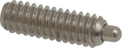 Vlier - 1/4-20, 3/4" Thread Length, 1/8" Plunger Projection, Stainless Steel Threaded Spring Plunger - 0.117 - 0.118" Max Plunger Diam, 3/4" Plunger Length, 2 Lb Init End Force, 9 Lb Final End Force, 0.079" Hex - Americas Industrial Supply