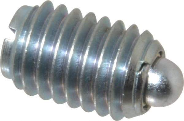 Vlier - 1/2-13, 3/4" Thread Length, 0.151" Plunger Projection, Steel Threaded Spring Plunger - 1/4" Max Plunger Diam, 0.75" Plunger Length, 1.75 Lb Init End Force, 5.5 Lb Final End Force - Americas Industrial Supply