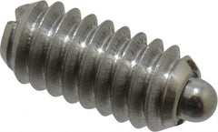 Vlier - 1/4-20, 17/32" Thread Length, 0.078" Plunger Projection, Stainless Steel Threaded Spring Plunger - 0.119" Max Plunger Diam, 0.531" Plunger Length, 1 Lb Init End Force, 3.5 Lb Final End Force - Americas Industrial Supply