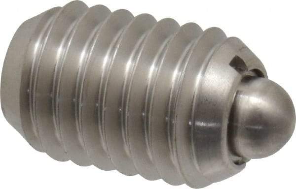 Vlier - 1/2-13, 3/4" Thread Length, 0.151" Plunger Projection, Stainless Steel Threaded Spring Plunger - 1/4" Max Plunger Diam, 0.75" Plunger Length, 5 Lb Init End Force, 28 Lb Final End Force - Americas Industrial Supply