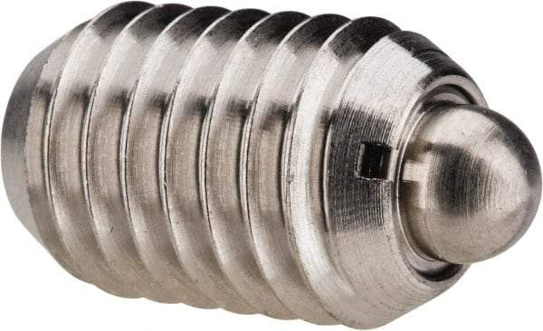 Vlier - 1/2-13, 3/4" Thread Length, 0.151" Plunger Projection, Stainless Steel Threaded Spring Plunger - 1/4" Max Plunger Diam, 0.75" Plunger Length, 1.75 Lb Init End Force, 5.5 Lb Final End Force - Americas Industrial Supply