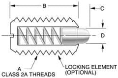 Gibraltar - 8-32, 7/16" Thread Length, 0.052" Plunger Projection, Steel Threaded Spring Plunger - 0.07" Max Plunger Diam, 0.437" Plunger Length, 0.5 Lb Init End Force, 1.5 Lb Final End Force - Americas Industrial Supply