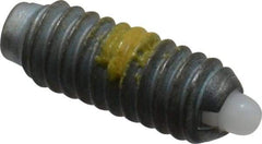 Vlier - 8-32, 7/16" Thread Length, 0.052" Plunger Projection, Steel Threaded Spring Plunger - 0.07" Max Plunger Diam, 0.437" Plunger Length, 1.5 Lb Init End Force, 4.75 Lb Final End Force - Americas Industrial Supply