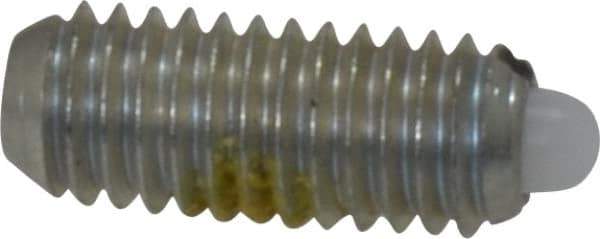 Vlier - 10-32, 0.468" Thread Length, 0.065" Plunger Projection, Steel Threaded Spring Plunger - 0.093" Max Plunger Diam, 0.468" Plunger Length, 0.75 Lb Init End Force, 2.5 Lb Final End Force - Americas Industrial Supply