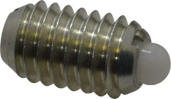 Vlier - 3/8-16, 5/8" Thread Length, 0.11" Plunger Projection, Steel Threaded Spring Plunger - 0.186" Max Plunger Diam, 0.625" Plunger Length, 4.5 Lb Init End Force, 18.5 Lb Final End Force - Americas Industrial Supply