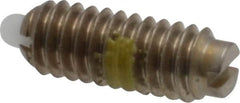 Vlier - 8-32, 7/16" Thread Length, 0.052" Plunger Projection, Stainless Steel Threaded Spring Plunger - 0.07" Max Plunger Diam, 0.437" Plunger Length, 1.5 Lb Init End Force, 4.75 Lb Final End Force - Americas Industrial Supply