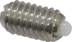 Vlier - 5/16-18, 9/16" Thread Length, 1/12" Plunger Projection, Stainless Steel Threaded Spring Plunger - 0.135" Max Plunger Diam, 0.562" Plunger Length, 3.75 Lb Init End Force, 15.5 Lb Final End Force - Americas Industrial Supply