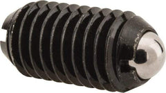 Vlier - M10x1.5, 6mm Ball Diam, 19mm Body Length, 2mm Max Ball Reach, Threaded Ball Plunger - Steel Body, Steel Ball, 4.5 Lb Initial End Force, 7.87 Lb Final End Force - Americas Industrial Supply