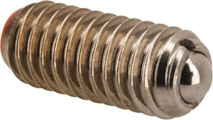 Vlier - M6x1.0, 3.5mm Ball Diam, 14mm Body Length, 1mm Max Ball Reach, Threaded Ball Plunger - Stainless Steel Body, Stainless Steel Ball, 6.29 Lb Initial End Force, 9 Lb Final End Force, Locking Element - Americas Industrial Supply