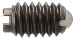 Vlier - 3/8-16, 0.188" Ball Diam, 0.625" Body Length, 0.048" Max Ball Reach, Threaded Ball Plunger - Steel Body, Nylon Ball, 5 Lb Initial End Force, 10 Lb Final End Force, Locking Element - Americas Industrial Supply