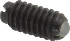 Vlier - 8-32, 0.094" Ball Diam, 0.344" Body Length, 0.025" Max Ball Reach, Threaded Ball Plunger - Steel Body, Nylon Ball, 0.5 Lb Initial End Force, 1.25 Lb Final End Force - Americas Industrial Supply