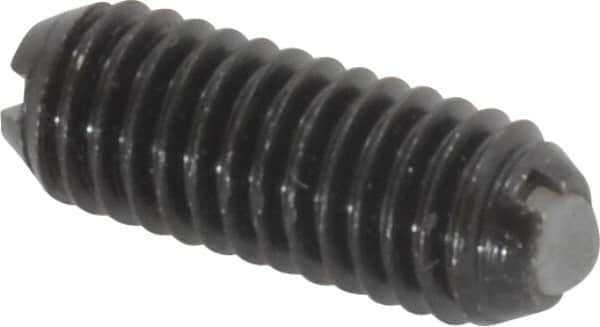 Vlier - 10-32, 0.094" Ball Diam, 0.513" Body Length, 0.025" Max Ball Reach, Threaded Ball Plunger - Steel Body, Nylon Ball, 1.5 Lb Initial End Force, 3 Lb Final End Force - Americas Industrial Supply