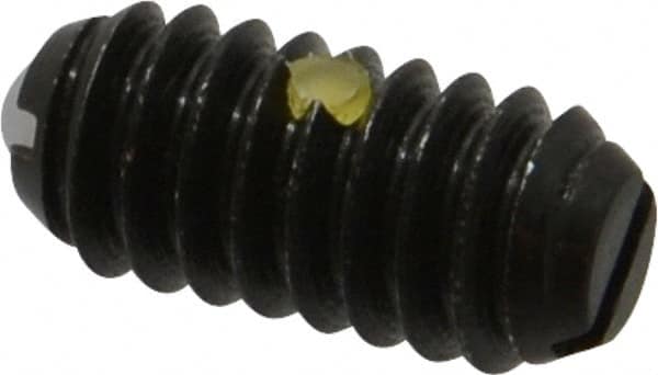 Vlier - 1/4-20, 0.125" Ball Diam, 0.531" Body Length, 0.035" Max Ball Reach, Threaded Ball Plunger - Steel Body, Nylon Ball, 3 Lb Initial End Force, 7 Lb Final End Force, Locking Element - Americas Industrial Supply