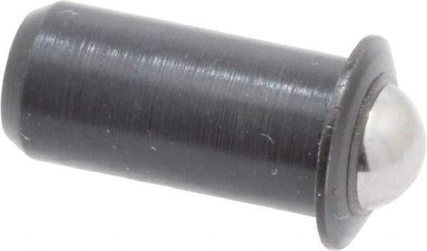 Vlier - 0.0394" Body Length x 3/16" Body Diam, 2 Lb Init to 5 Lb Final End Force, Steel Press Fit Ball Plunger - 5/32" Ball Diam, 0.058" Max Ball Reach, 0.04" Flange Thickness - Americas Industrial Supply