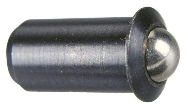 Vlier - 0.0471" Body Length x 1/4" Body Diam, 3 Lb Init to 7 Lb Final End Force, Steel Press Fit Ball Plunger - 3/16" Ball Diam, 0.07" Max Ball Reach, 0.045" Flange Thickness - Americas Industrial Supply