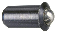 Vlier - 1.1" Body Length x 1/2" Body Diam, 8 Lb Init to 18 Lb Final End Force, Stainless Steel Press Fit Ball Plunger - 7/16" Ball Diam, 0.161" Max Ball Reach, 0.11" Flange Thickness - Americas Industrial Supply