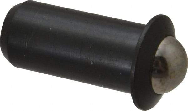 Vlier - 1.1" Body Length x 1/2" Body Diam, 8 Lb Init to 18 Lb Final End Force, Steel Press Fit Ball Plunger - 7/16" Ball Diam, 0.161" Max Ball Reach, 0.11" Flange Thickness - Americas Industrial Supply