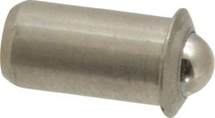 Vlier - 0.0471" Body Length x 1/4" Body Diam, 3 Lb Init to 7 Lb Final End Force, Stainless Steel Press Fit Ball Plunger - 3/16" Ball Diam, 0.07" Max Ball Reach, 0.045" Flange Thickness - Americas Industrial Supply