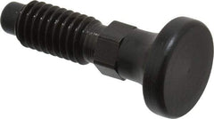 Vlier - 3/8-16, 1/4" Max Plunger Diam, 0.25 Lb Init to 2 Lb Final End Force, Knob Handle Plunger - Delrin Knob, 0.94" Body Length, 3/4" Length Under Head/Shoulder, 0.18" Plunger Projection - Americas Industrial Supply