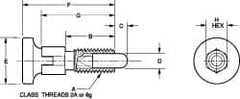 Vlier - 3/8-16, 1/4" Max Plunger Diam, 0.25 Lb Init to 2 Lb Final End Force, Knob Handle Plunger - Delrin Knob, 0.94" Body Length, 3/4" Length Under Head/Shoulder, 0.18" Plunger Projection - Americas Industrial Supply