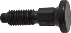 Vlier - 1/2-13, 0.31" Max Plunger Diam, 0.5 Lb Init to 1.75 Lb Final End Force, Locking Knob Handle Plunger - Delrin Knob, 1-1/4" Body Length, 1" Length Under Head/Shoulder, 1/4" Plunger Projection - Americas Industrial Supply