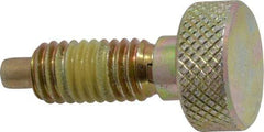 Vlier - 3/8-16, 3/4" Thread Length, 0.185" Max Plunger Diam, 1 Lb Init to 8 Lb Final End Force, Knob Handle Plunger - Knurled Knob, 0.94" Body Length, 3/4" Length Under Head/Shoulder, 0.218" Plunger Projection - Americas Industrial Supply