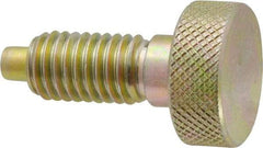 Vlier - 1/2-13, 7/8" Thread Length, 1/4" Max Plunger Diam, 1 Lb Init to 10 Lb Final End Force, Knob Handle Plunger - Knurled Knob, 1.13" Body Length, 7/8" Length Under Head/Shoulder, 1/4" Plunger Projection - Americas Industrial Supply