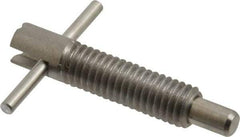 Vlier - 3/8-16 Thread, 2" Body Length, 3/8" Plunger Projection, 0.233" Plunger Diam, Stainless Steel, Locking T Handle Plunger - 1.2" Thread Length, 1-1/2" Handle Length, 1.68" Plunger Length, 2 Lb Initial End Force, 4 Lb Final End Force, - Americas Industrial Supply