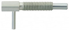 Gibraltar - M12x1.75, 1.11" Thread Length, 7mm Plunger Diam, 4.5 N Init to 22.3 N Final End Force, Stainless Steel Locking L Handle Plunger - 54mm Body Length, 32mm Length Under Head, 19mm Plunger Projection - Americas Industrial Supply