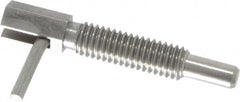 Vlier - 3/8-16, 1.18" Thread Length, 1/4" Plunger Diam, 0.75 Lb Init to 3.75 Lb Final End Force, Stainless Steel Locking L Handle Plunger - 2" Body Length, 1.31" Length Under Head, 0.56" Plunger Projection - Americas Industrial Supply