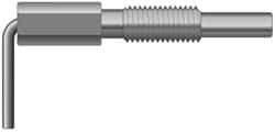 Vlier - 5/8-11, 1.82" Thread Length, 0.38" Plunger Diam, 1 Lb Init to 5 Lb Final End Force, Stainless Steel L Handle Plunger - 3.05" Body Length, 2" Length Under Head, Locking Element, 1" Plunger Projection - Americas Industrial Supply