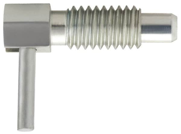 Vlier - 1/4-20, 1/2" Thread Length, 0.16" Plunger Diam, 0.12 Lb Init to 0.5 Lb Final End Force, Steel Locking L Handle Plunger - 3/4" Body Length, 1/2" Length Under Head, 0.2" Plunger Projection - Americas Industrial Supply